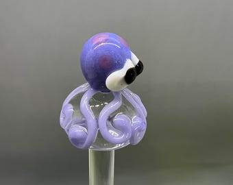 Lavender Octopus Glass Plant Stake- Pink spots- Customizable- Eco Friendly- Handmade- Unique Houseplant, Bouquet and Garden Decor