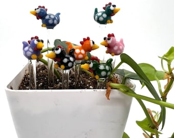 Chicken Plant Stake- - Customizable Length- Eco Friendly- Handmade- Unique Gift Idea For Houseplant Lover, Bouquet and Garden Decor