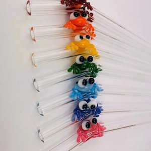 Heller Primärer Frosch Glasstrohhalm - Einzigartiger Trinkhalm - Süßes Tierchen - Einzigartige Geschenkidee - Winziges Tier - Cocktail- Individuell Anpassbar