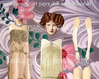 ZELDA Sayre FITZGERALD Digital Paper Doll Collage Sheet digital download FLAPPER Art Deco