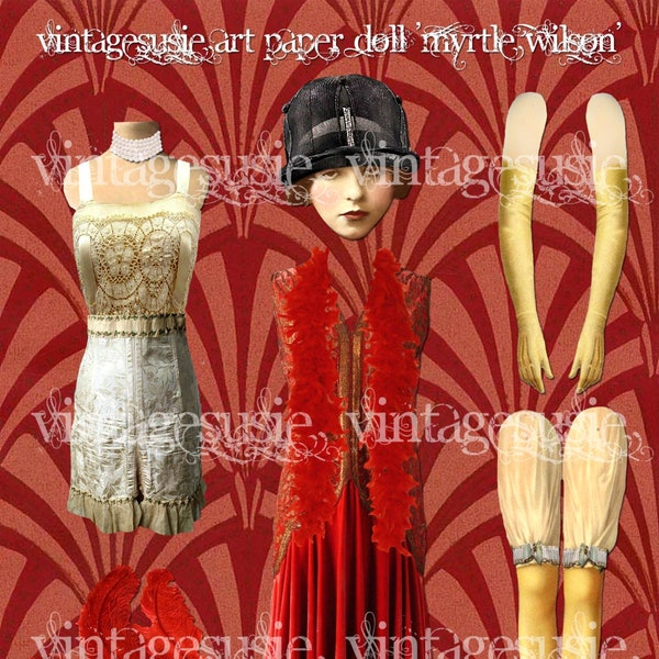 MYRTLE WILSON Digital Paper Doll From F Scott Fitzgerald 'The Great GATSBY' Collage Sheet digital download Flapper Art Deco