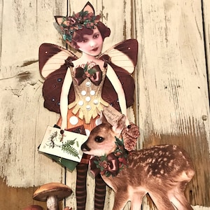 FÉE des ANIMAUX DE LA BOIS Poupée en papier numérique Feuille de collage de contes de fées en téléchargement numérique