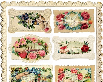 24 VICTORIAN CALLING CARDS Thank You to my Customers For 2000 Sales 3 Pages Collage Sheet Digital Download Junk Journal