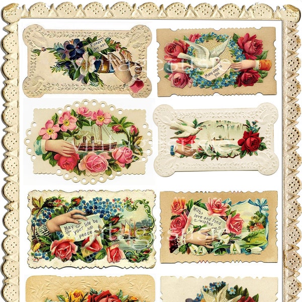 24 VICTORIAN CALLING CARDS Thank You to my Customers For 2000 Sales 3 Pages Collage Sheet Digital Download Junk Journal