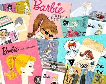 C@@L Vintage BARBIE Junk Journal Kit#1, Printable Digital Download, Collage, 5 Pages of Images & Backgrounds