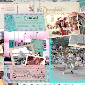 Vintage DISNEYLAND Kit 3 Digital Junk Journal, Printable DISNEYLAND Collage Sheets, Vintage SNOW White and Peter Pan 5 pages