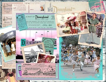 Vintage DISNEYLAND Kit 3 Digital Junk Journal, Printable DISNEYLAND Collage Sheets, Vintage SNOW White and Peter Pan 5 pages
