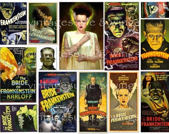 FRANKENSTEIN by MARY SHELLEY Junk Journal Kit#1, Printable Digital Download, Collage, 5 Pages of Ephemera, Images & Backgrounds