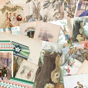 Vintage PETER RABBIT CHRISTMAS, Beatrix Potter Junk Journal Collage Sheets Digital Download Scrapbooking 5 stron