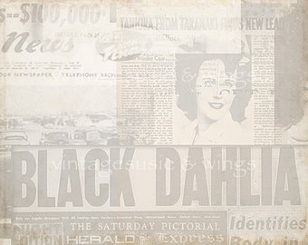 Vintage True Crime BLACK DAHLIA Murder Case Junk Journal Kit#2, Printable Digital Download, Collage, 5 Pages