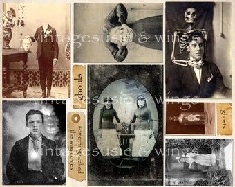 Vintage Spooky Halloween Images, Collage Sheet (Digital Download)