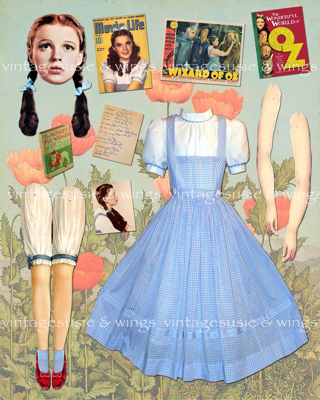 DOROTHY Digital Paper Doll Judy Garland From the 1939 WIZARD of OZ ...