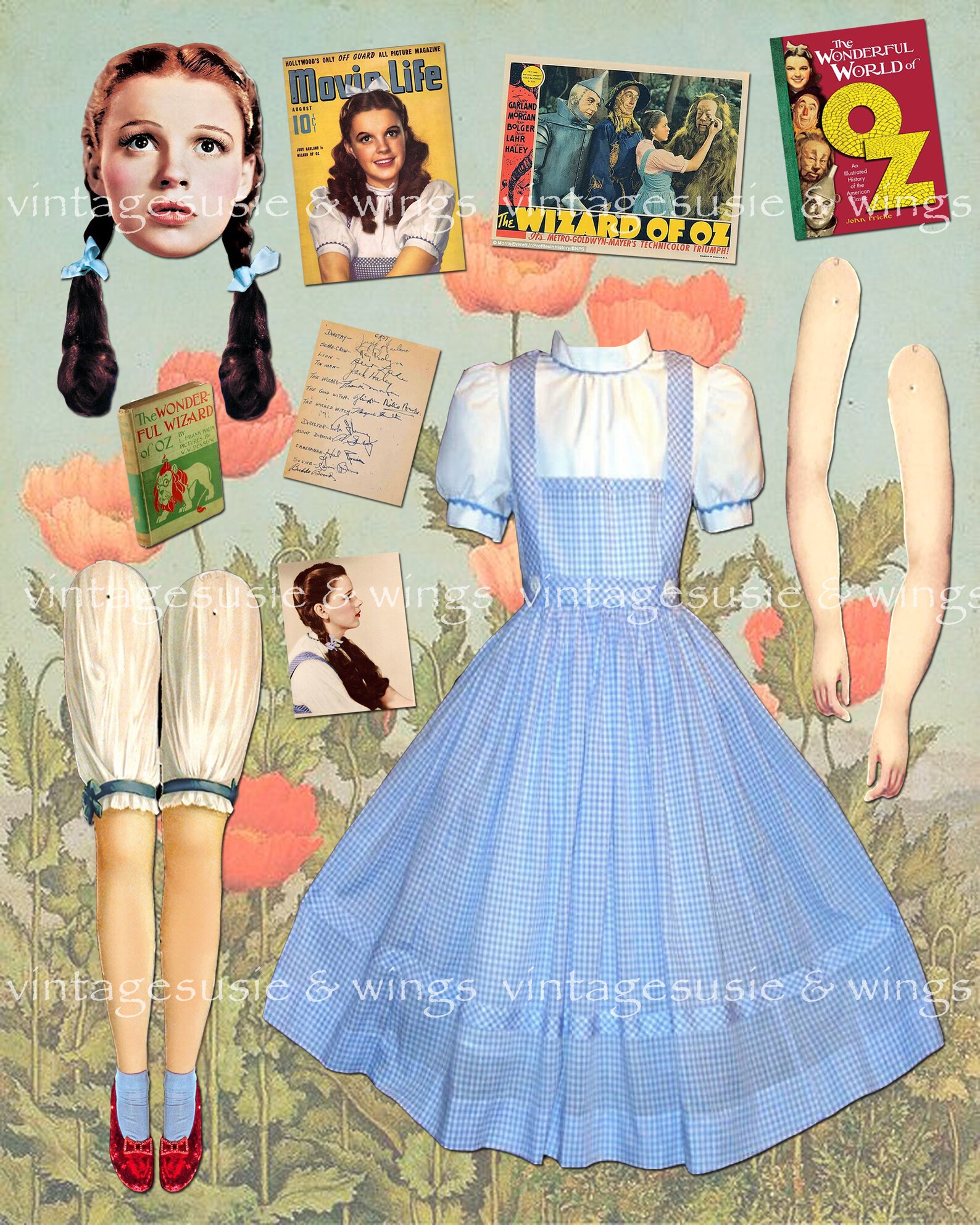 DOROTHY Digital Paper Doll Judy Garland From the 1939 WIZARD | Etsy