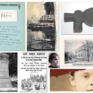 Vintage True Crime LIZZIE BORDEN Junk Journal Kit#2, Printable Digital Download, Collage, 5 Pages of BACKGROUNDS