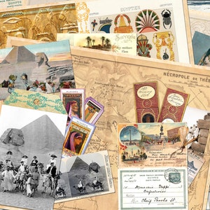 Vintage EGYPT ARCHEOLOGY Kit 1 Digital Junk Journal, Printable, Egypt DIGITAL Collage Sheets, Vintage Egypt Ephemera, 5 pages