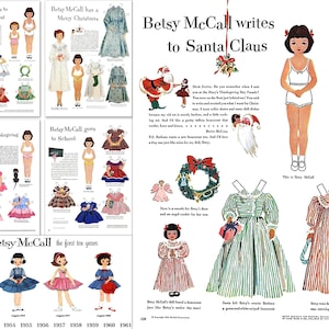 Vintage BETSY MCCALL Kit #1 Paper Doll digitale download, Pasen, School, Thanksgiving, Kerstman, Kerstmis