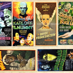 Vintage Horrorfilm Poster Collage Sheets, Halloween Junk Journal (Digitaler Download) Bild 2