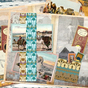 Vintage EGYPT ARCHEOLOGY Kit 2 Digital Junk Journal, Printable, Egypt DIGITAL Collage Sheets, Vintage Egypt Ephemera, 5 pages