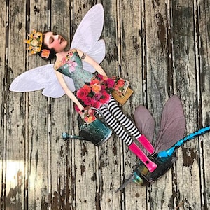 FEE of the GARDEN Digital Papier Puppe Märchen Collage Sheet Digital Download ROSES Fairy Paper Doll