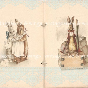 Vintage PETER RABBIT EASTER Kit 1 , Beatrix Potter Junk Journal Collage Sheets Digital Download Scrapbooking 5 Pages image 2