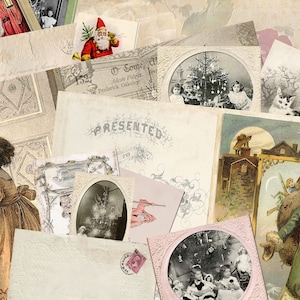 5 Pages Digital VINTAGE VICTORIAN CHRISTMAS Junk Journal Set #1 Collage Sheets Digital Download Junk Journal Scrapbooking