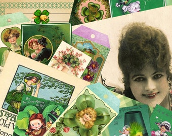 Vintage SAINT Patrick's DAY, Irlanda, Irish Junk Journal Kit#2, digital, imprimible, 5 páginas