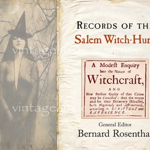 SALEM WITCH TRIAL Digital Vintage Junk Journal Kit#2, Vintage Witch Printable Download, 2 Pages Background, 3 Pages Collage Ephemera