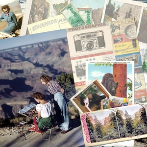 Vintage NATIONAL PARKS Kit #1 Digital Junk Journal, Printable NATIONAL Park Collage Sheets, Vintage Grand Canyon, 5 pages