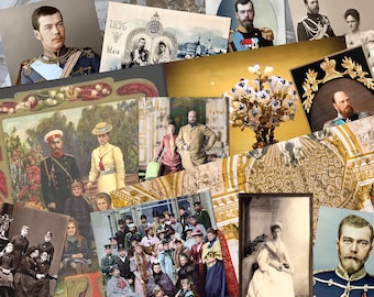 Kit de diario basura EL ÚLTIMO TSAR n.° 1, descarga digital imprimible, collage, 5 páginas de imágenes y fondos, Rusia histórica, historia de los Romanov