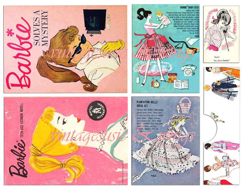 CL Vintage BARBIE Junk Journal Kit 1, druckbare digitaler Download, Collage, 5 Seiten mit Bildern und Hintergründen Bild 3