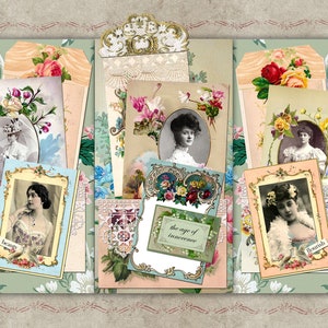 LOVELY Vintage VICTORIAN Gilded AGE Junk Journal Folio Kit, 5 páginas, Descarga digital, Vintage Victorian Ephemera