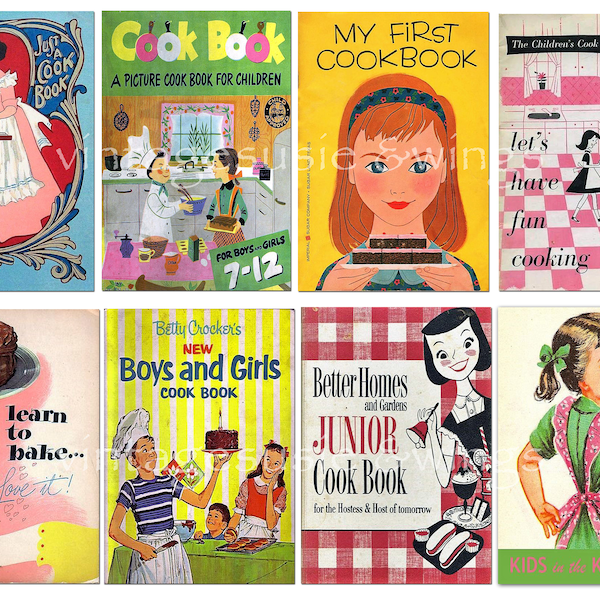 Vintage CHILDREN'S RECIPE COOKBOOK Junk Journal Kit#2, Digital, Printable Collage Sheets, 5 Pages