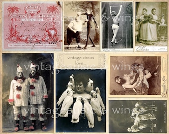 3 Pages 23 Images VINTAGE CIRCUS LOVE Collage Sheet Digital Download Junk Journal Scrapbooking