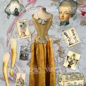 QUEEN MARIE ANTOINETTE Digital Paper Doll Collage Sheet descarga digital Francia París imagen 2