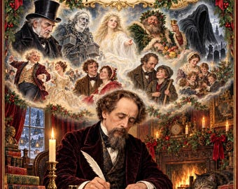 Recortes y efímeros de Cuento de Navidad de Dickens, litografías antiguas del libro original, 22 páginas imprimibles, descarga digital.