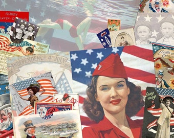 Vintage 4th of JULY Junk Journal Kit#2, Digital, Printable, 5 Pages