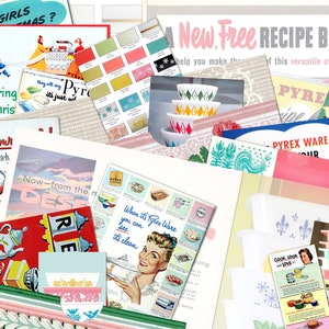 Vintage PYREX JUNK JOURNAL Kit#2, Digital, Printable, Collage, 5 Pages Vintage Pyrex Collecting