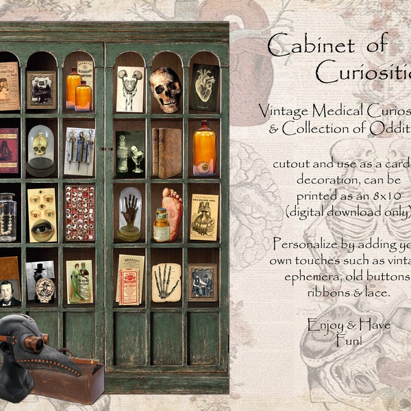 Make Your Own Awesome Cabinet of Curiosities MEDICAL ODDITIES & CURIOSITIES Digital Download, 3 Pages, Print as 8x10 for Card or Decoration