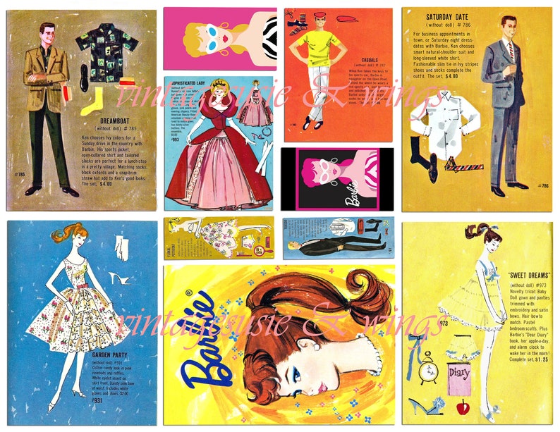 CL Vintage BARBIE Junk Journal Kit2, Printable Digital Download, Collage, 5 Pages of Images & Backgrounds image 3