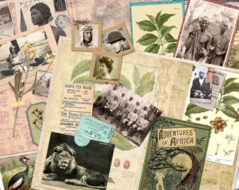 Vintage Out of Africa Ephemera, Junk Journal Kit (Digital Download)