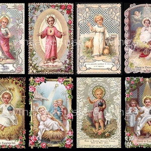 28 Vintage Baby JESUS HEILIGE KARTE Bilder 4 Seiten Collage Sheet Digital Download Spirituell Religiöse Junk Journal