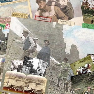 Vintage WOMEN HIKERS Kit #2 Digital Junk Journal, Awesome Printable HIKER Collage Sheets, 5 pages