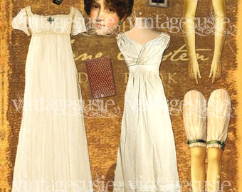 JANE AUSTEN Digital Paper Doll Collage Sheet digital download Famous Authors