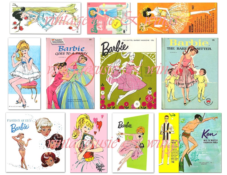 CL Vintage BARBIE Junk Journal Kit2, Printable Digital Download, Collage, 5 Pages of Images & Backgrounds image 6