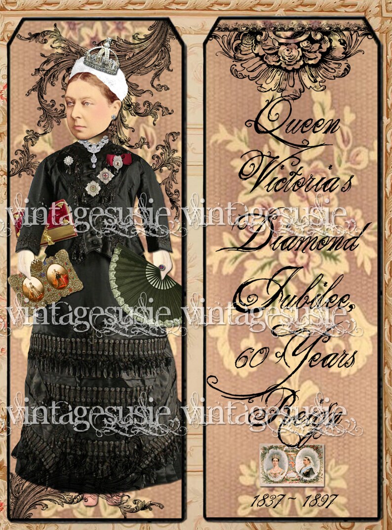 QUEEN VICTORIA Diamond Jubilee Set of 4 Bookmarks Tags digital Etsy