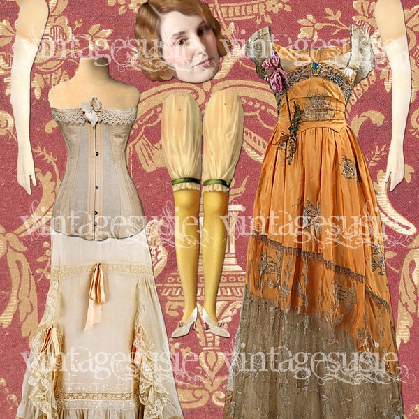 EDITH Digital Paper Doll from DOWNTON ABBEY Vintage Edwardian Collage Sheet Digital Download