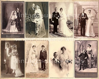 32 WEDDING COUPLE IMAGES Collage Sheet Digital Download Bridal Shower Bride Junk Journal Bride Scrapbook