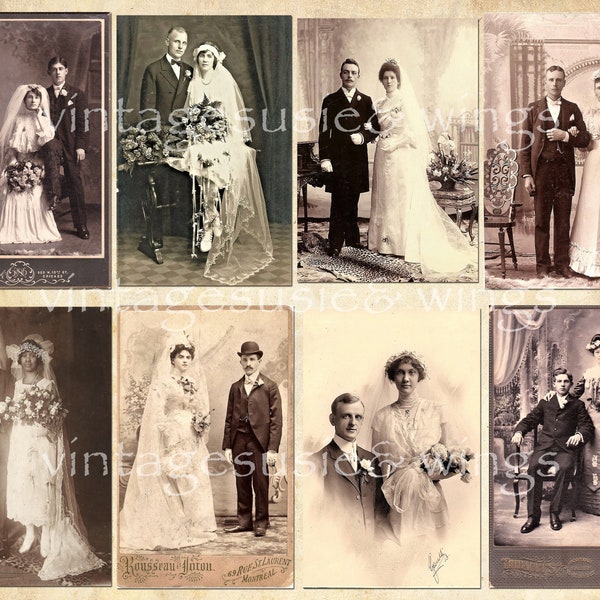 32 WEDDING COUPLE IMAGES Collage Sheet Digital Download Bridal Shower Bride Junk Journal Bride Scrapbook