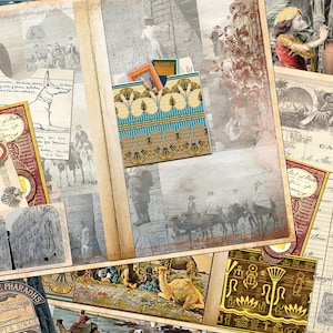 Vintage EGYPT ARCHEOLOGY Kit 2 Digital Junk Journal, Printable, Egypt DIGITAL Collage Sheets, Vintage Egypt Ephemera, 5 pages