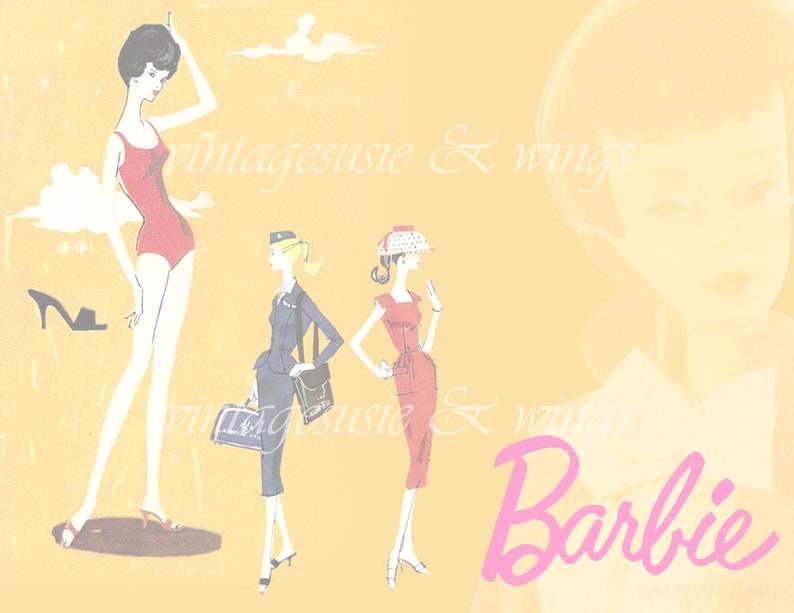 CL Vintage BARBIE Junk Journal Kit1, Printable Digital Download, Collage, 5 Pages of Images & Backgrounds image 2